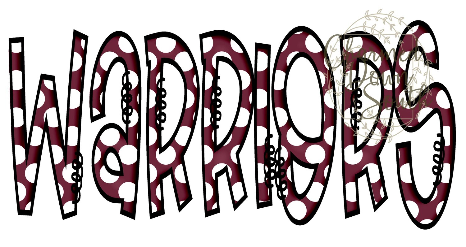 Doodle Mascot Warriors Maroon Black Digital Design