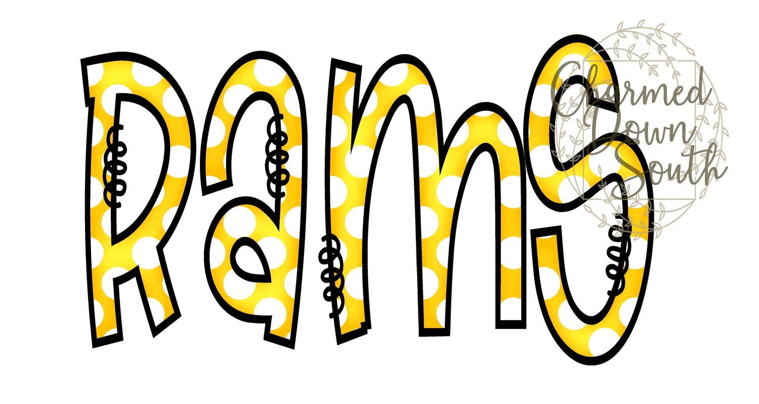 Doodle Mascot Rams Athletic Gold Black Digital Design