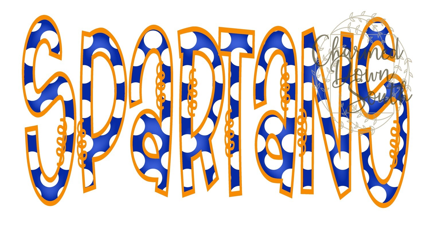 Doodle Mascot Spartans Royal Blue Orange Digital Design