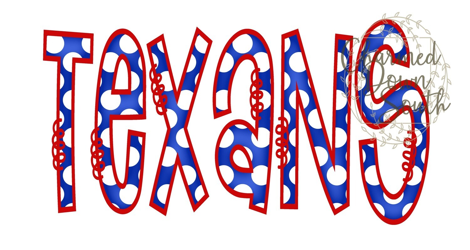 Doodle Mascot Texans Royal Blue Red Digital Design