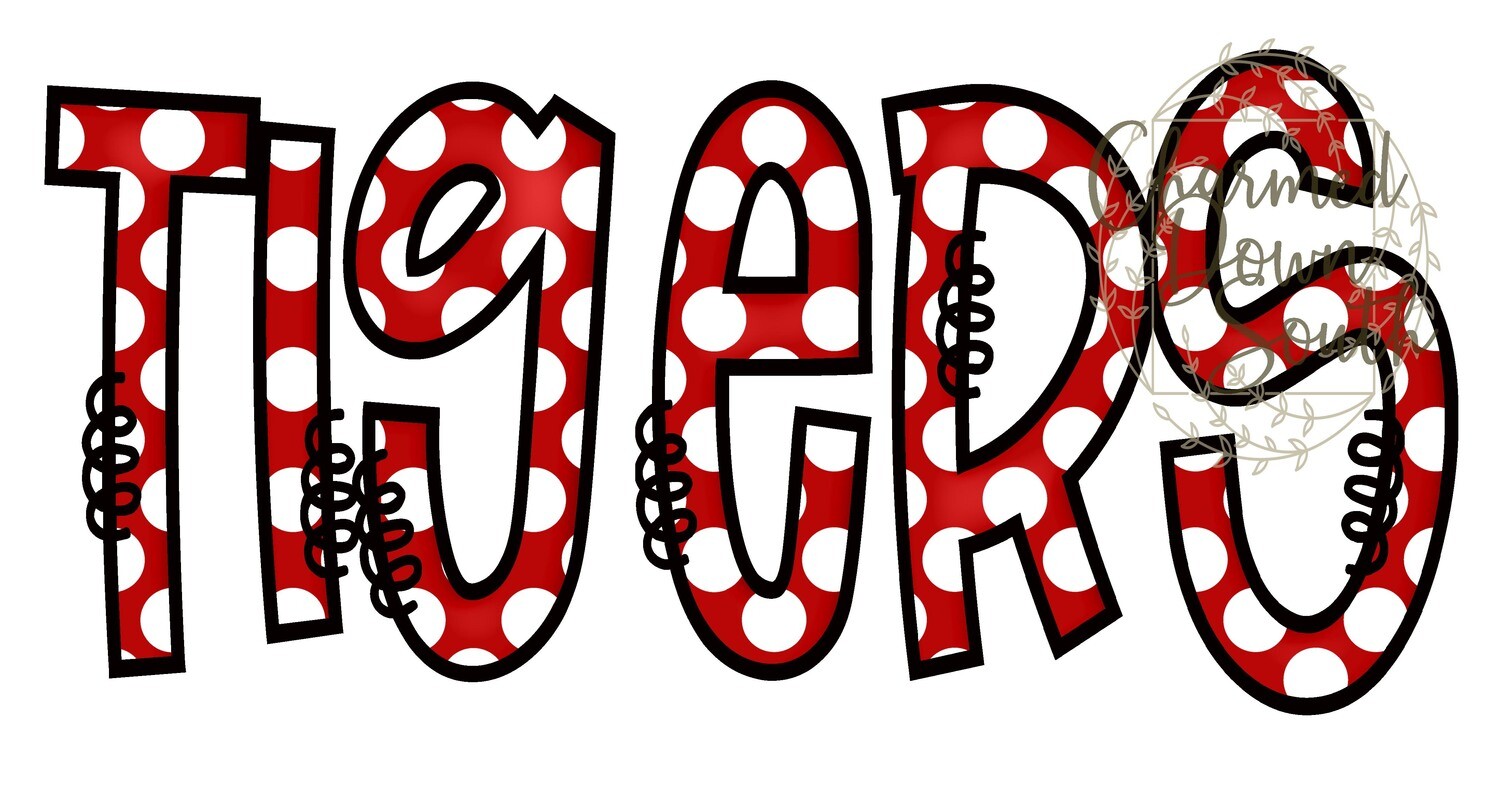 Doodle Mascot Tigers Red Black Digital Design