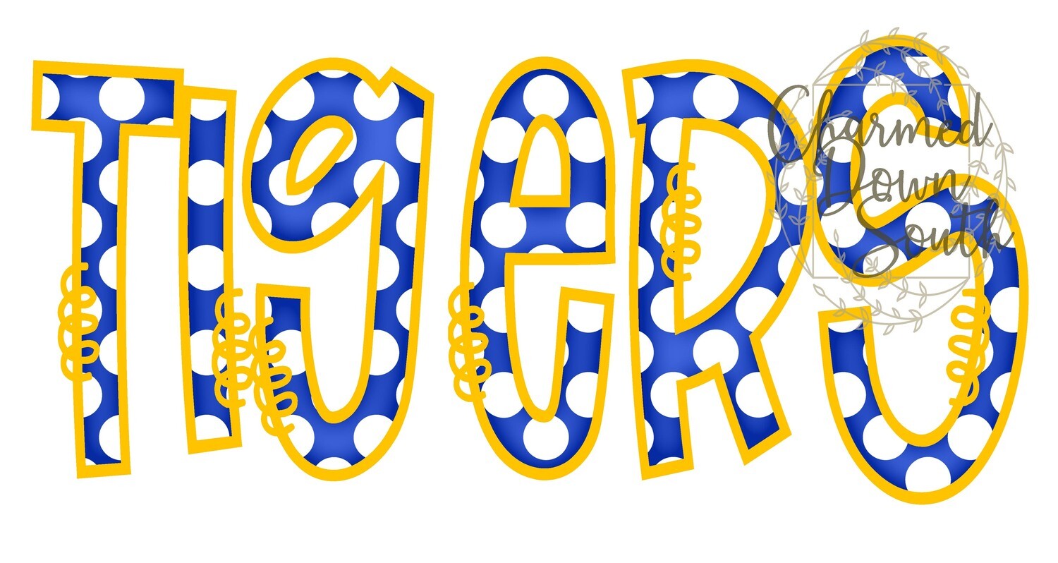 Doodle Mascot Tigers Royal Blue Athletic Gold Digital Design