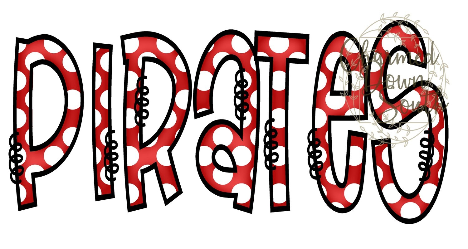Doodle Mascot Pirates Red Black Digital Design