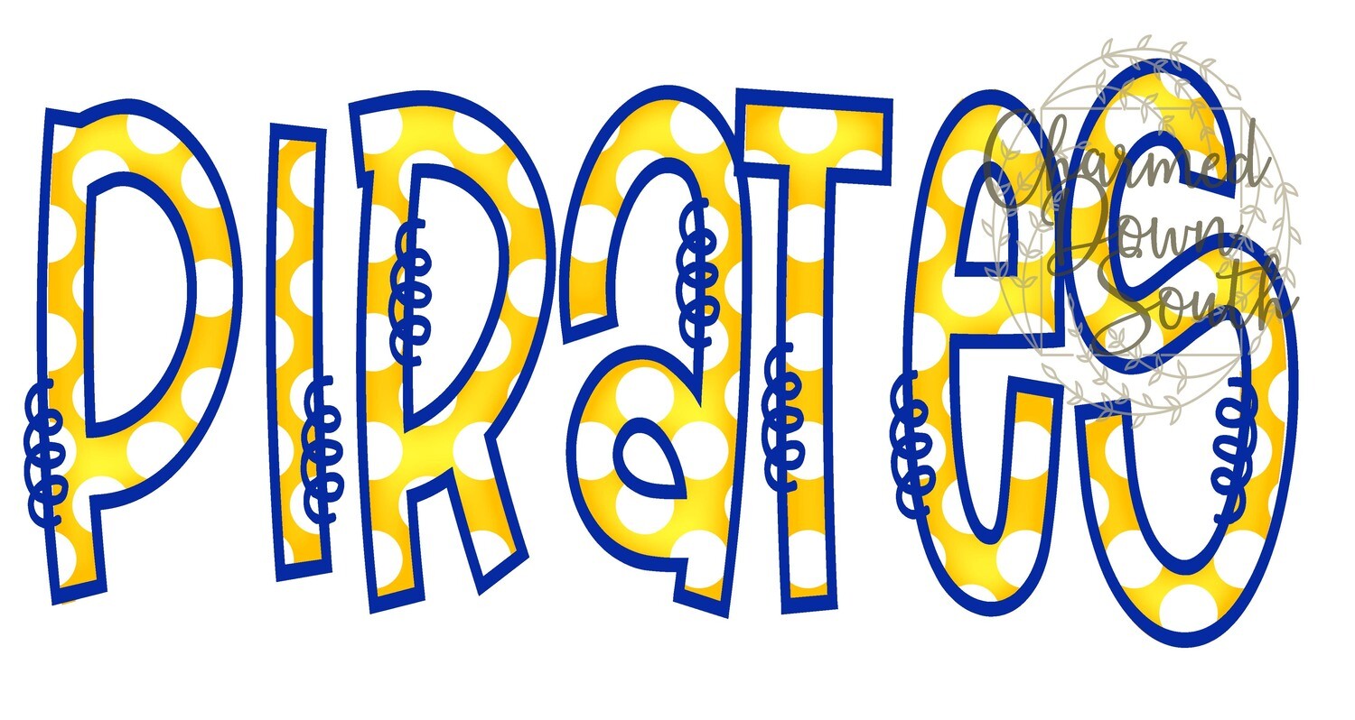 Doodle Mascot Pirates Athletic Gold Royal Blue Digital Design
