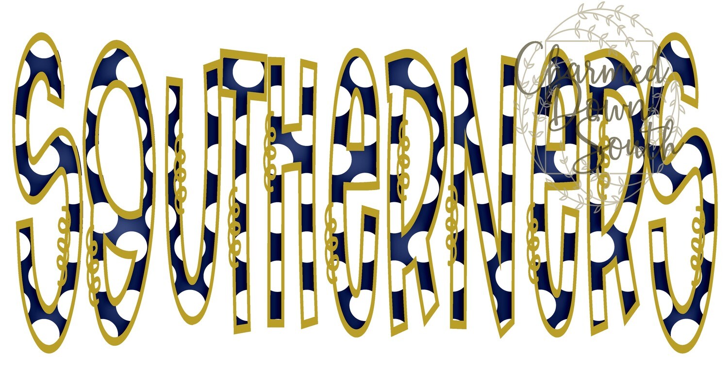 Doodle Mascot Southerners Navy Blue Vegas Gold Digital Design