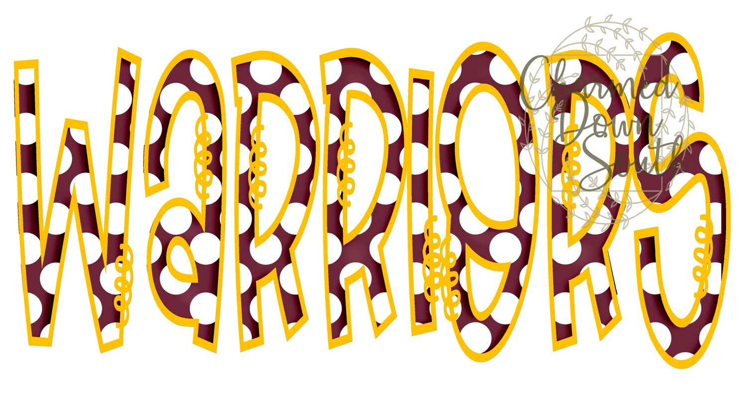 Doodle Mascot Warriors Maroon Athletic Gold Digital Design