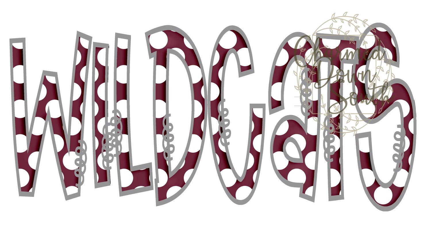 Doodle Mascot Wildcats Maroon Grey Digital Design