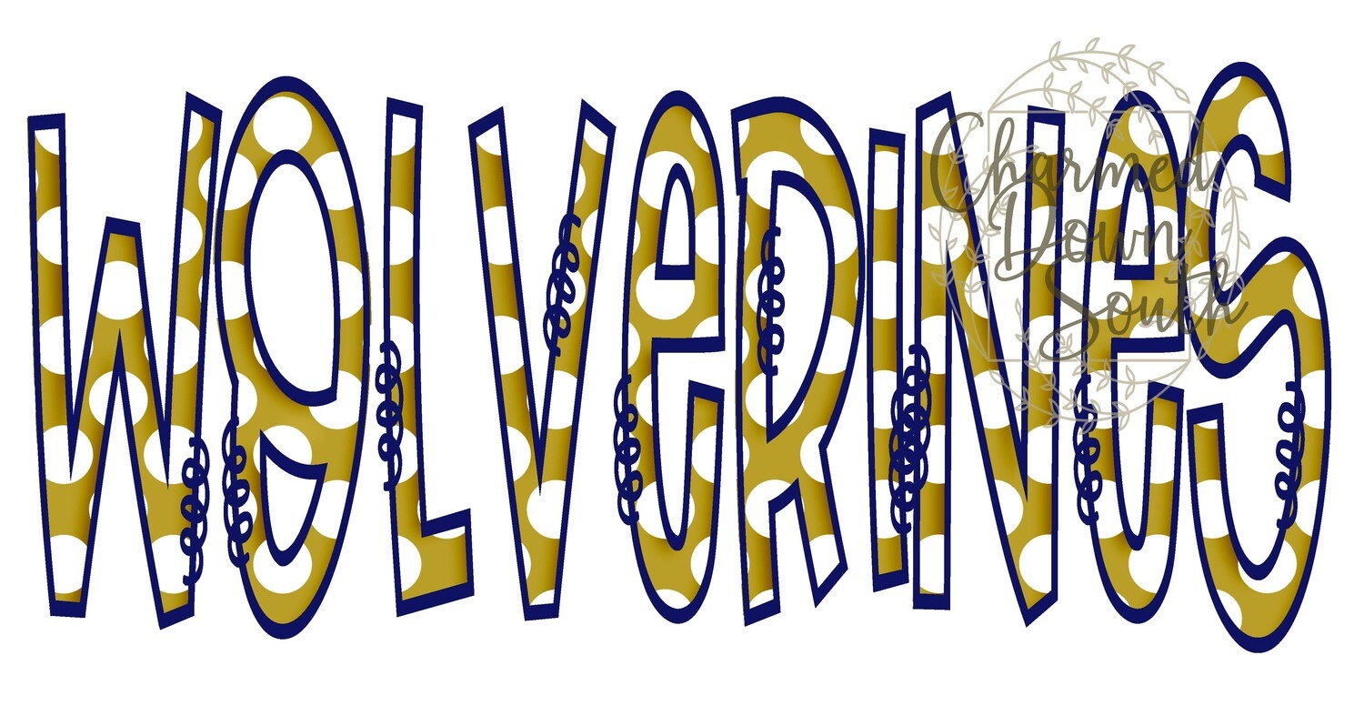 Doodle Mascot Wolverines Vegas Gold Navy Digital Design