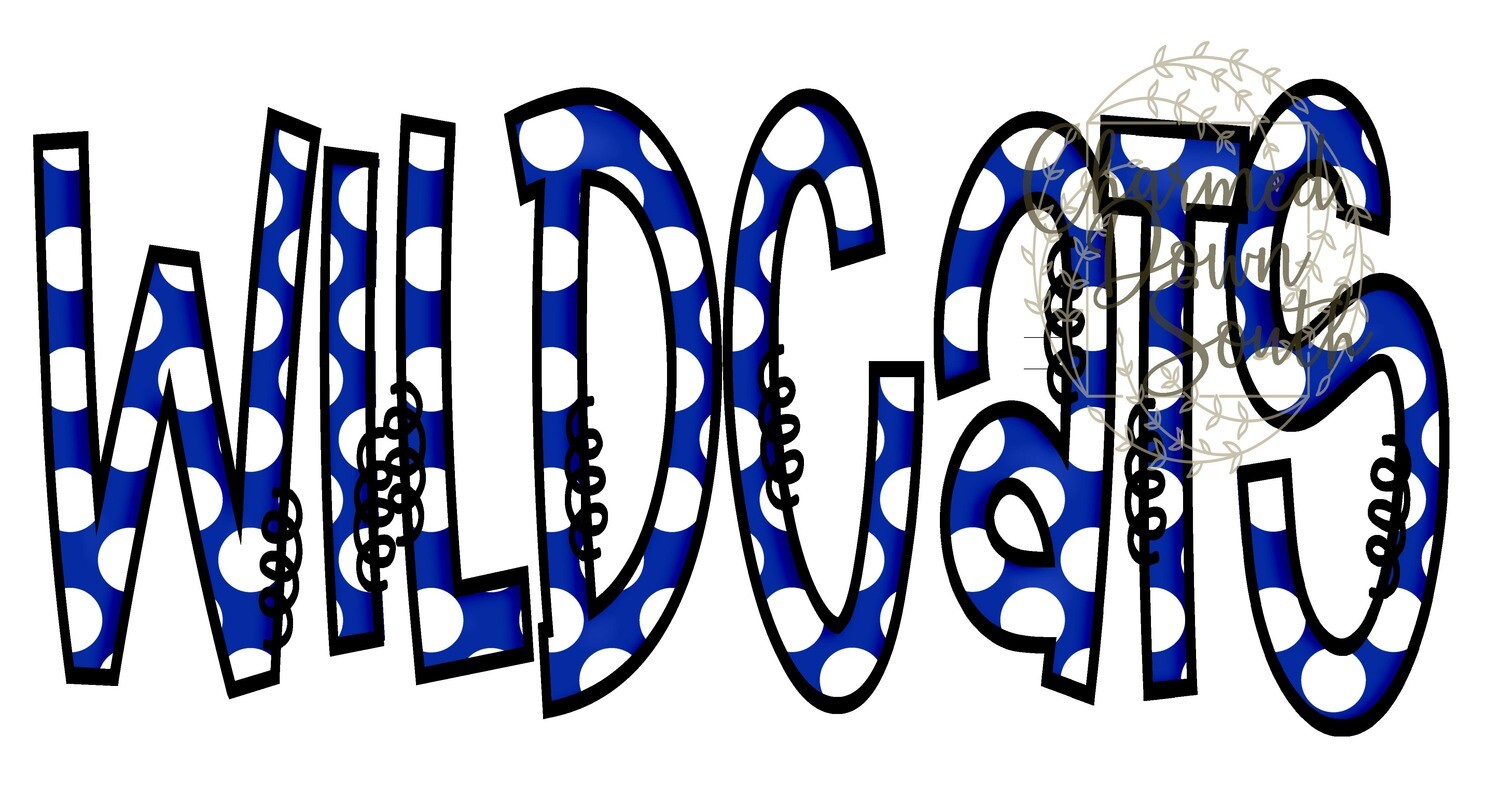Doodle Mascot Wildcats Royal Blue Black Digital Design