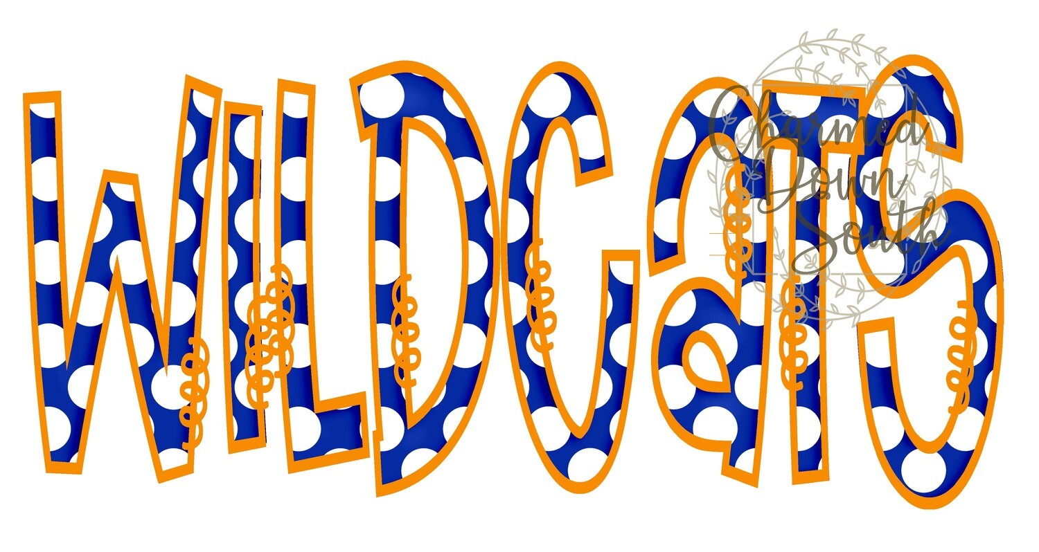 Doodle Mascot Wildcats Royal Blue Orange Digital Design