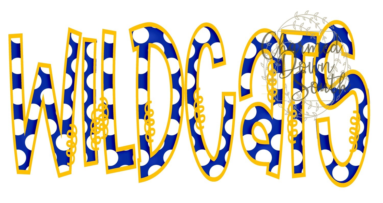 Doodle Mascot Wildcats Royal Blue Athletic Gold Digital Design