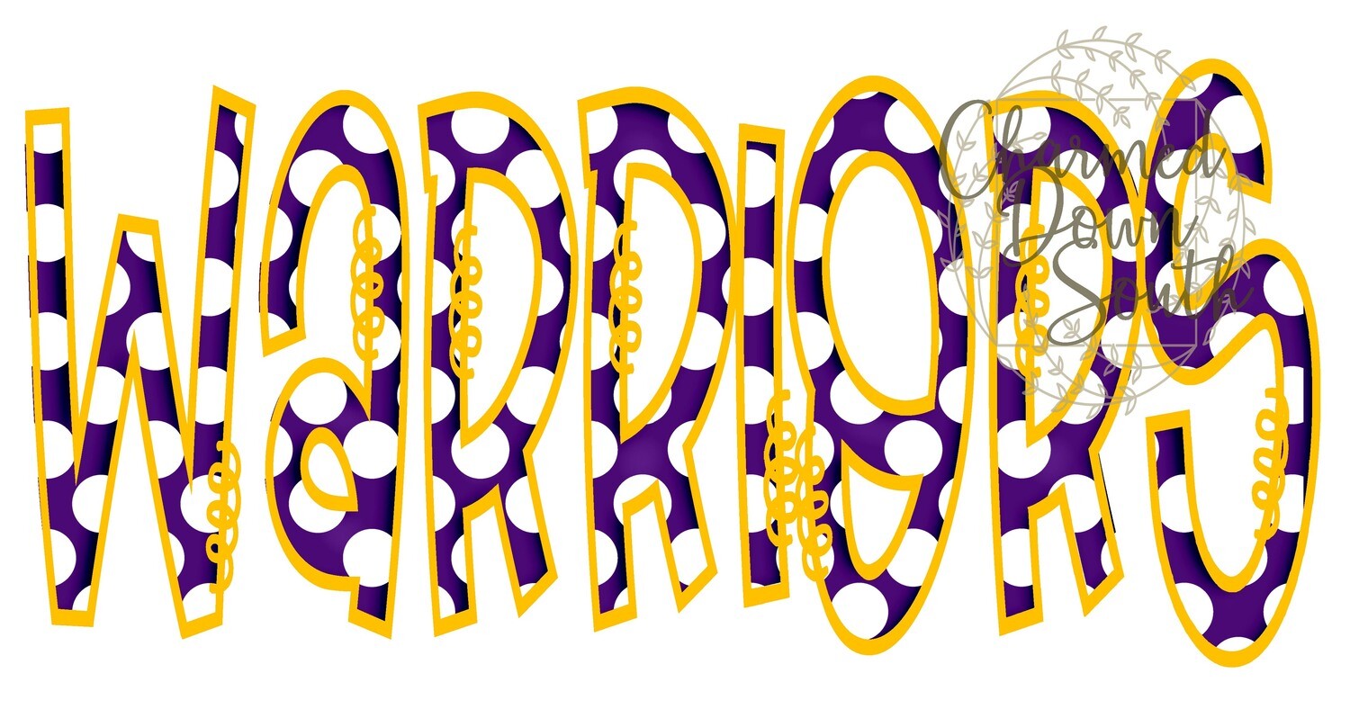 Doodle Mascot Warriors Purple Athletic Gold Digital Design
