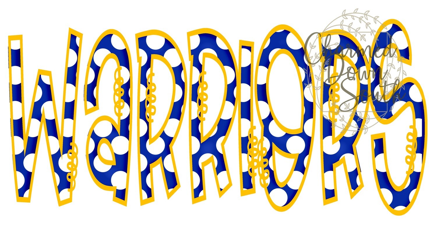 Doodle Mascot Warriors Royal Blue Athletic Gold Digital Design
