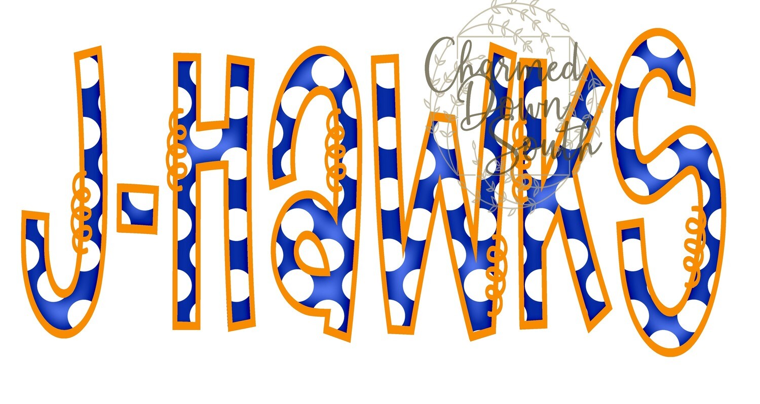 Doodle Mascot J-Hawks Orange Royal Blue Digital Design