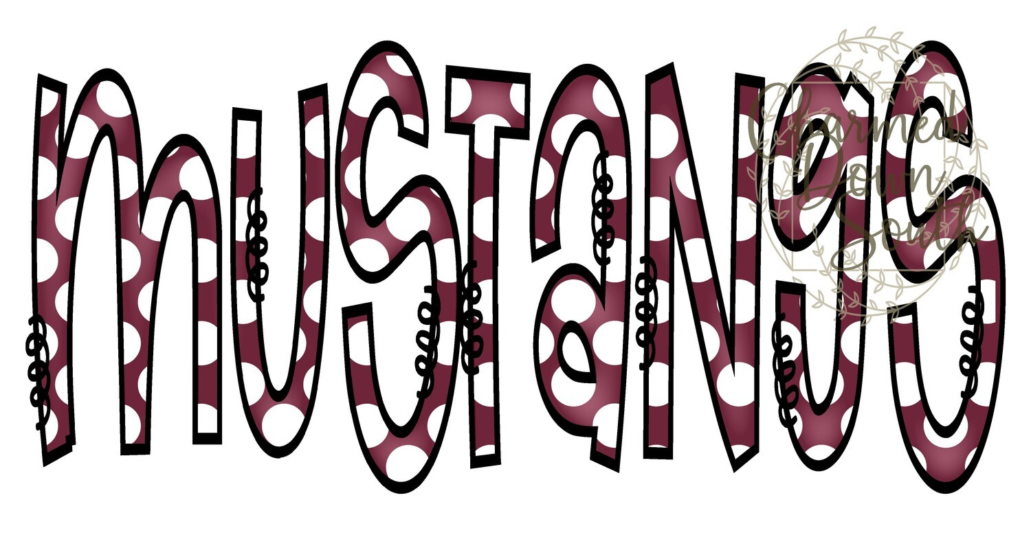 Doodle Mascot Mustangs Maroon Black Digital Design