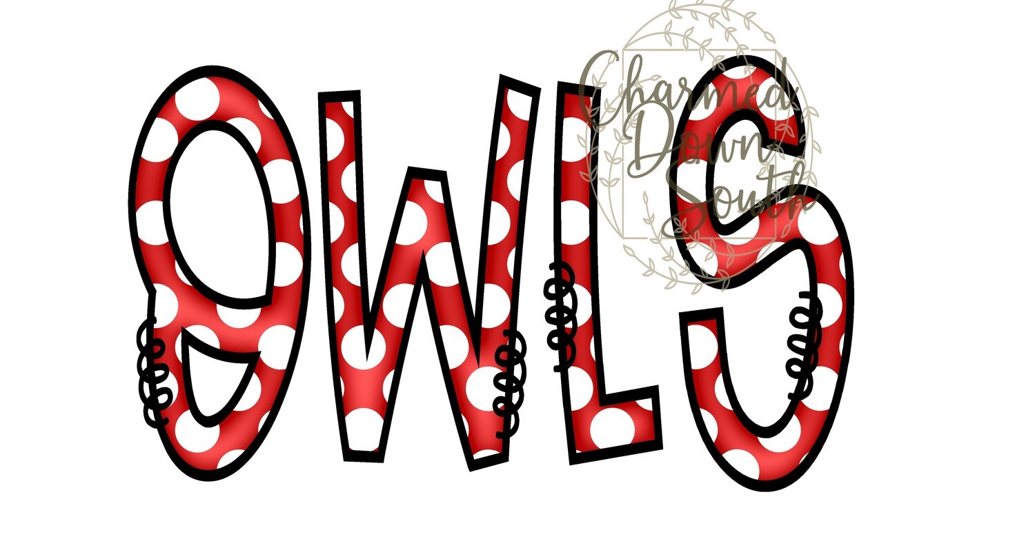 Doodle Mascot Owls Red Black Digital Design