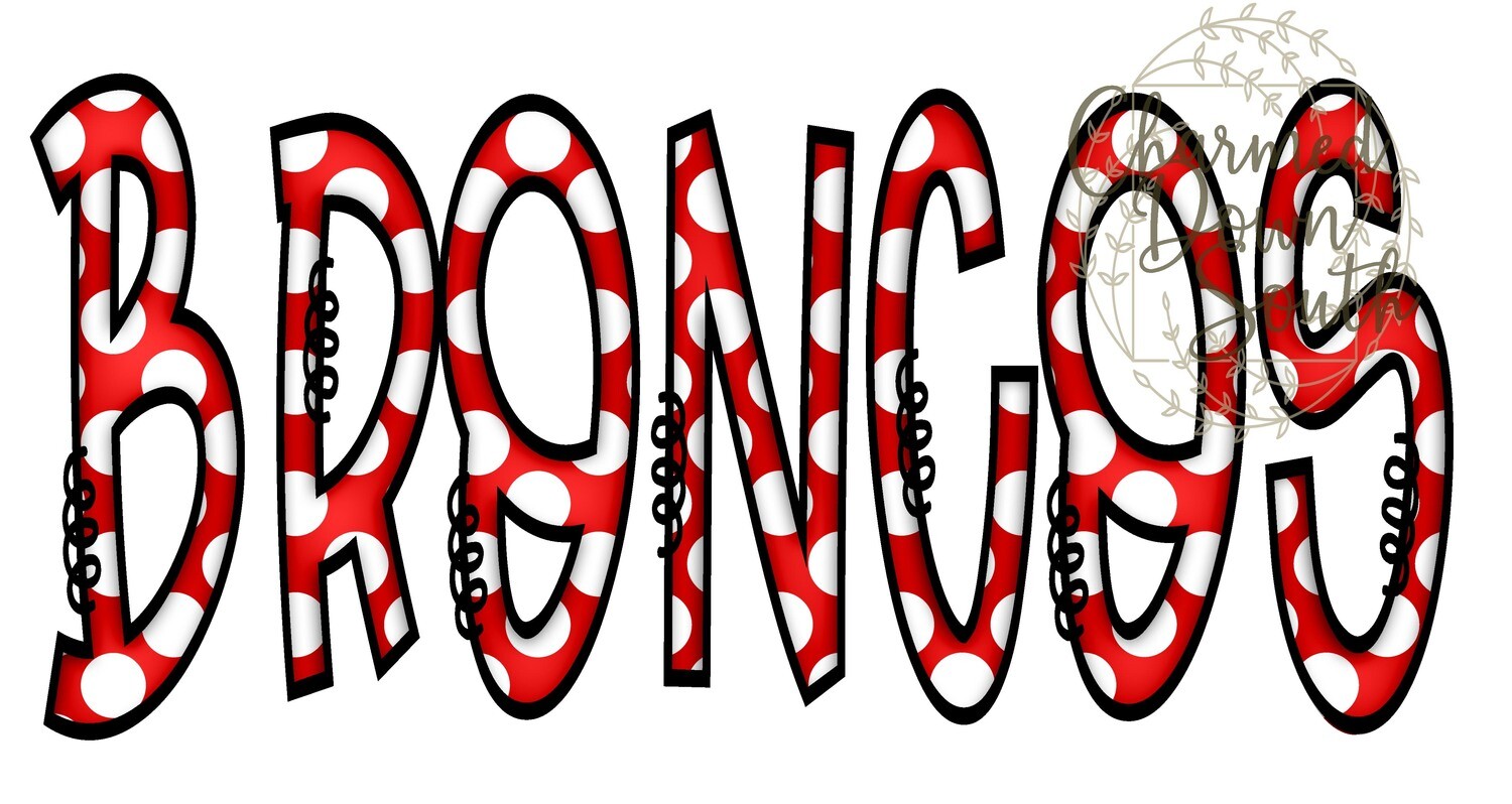 Doodle Mascot Broncos Red Black Digital Design
