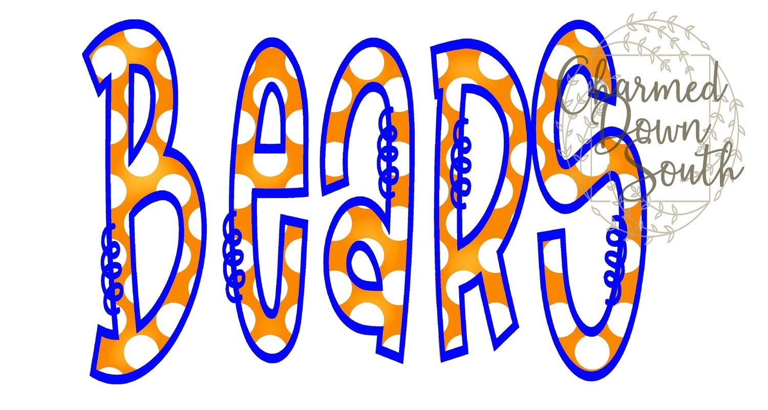 Doodle Mascot Bears Royal Blue Orange Digital Design