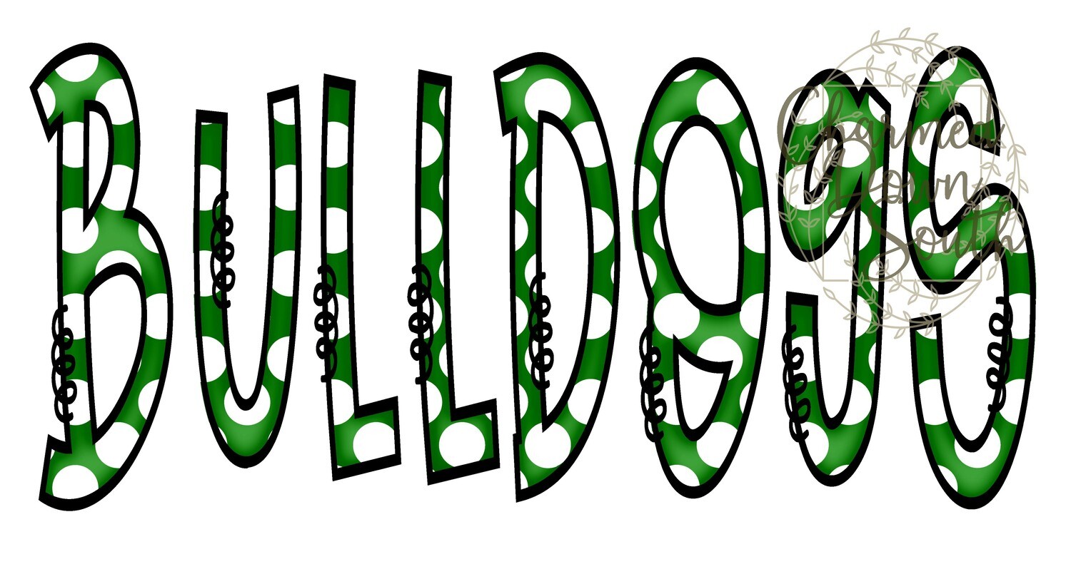 Doodle Mascot Bulldogs Kelly Green Black Digital Design