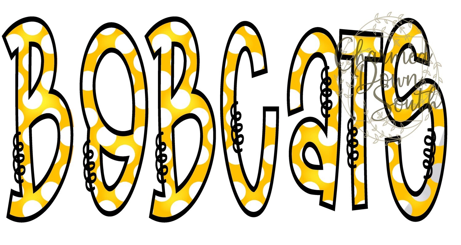 Doodle Mascot Bobcats Athletic Gold Black Digital Design