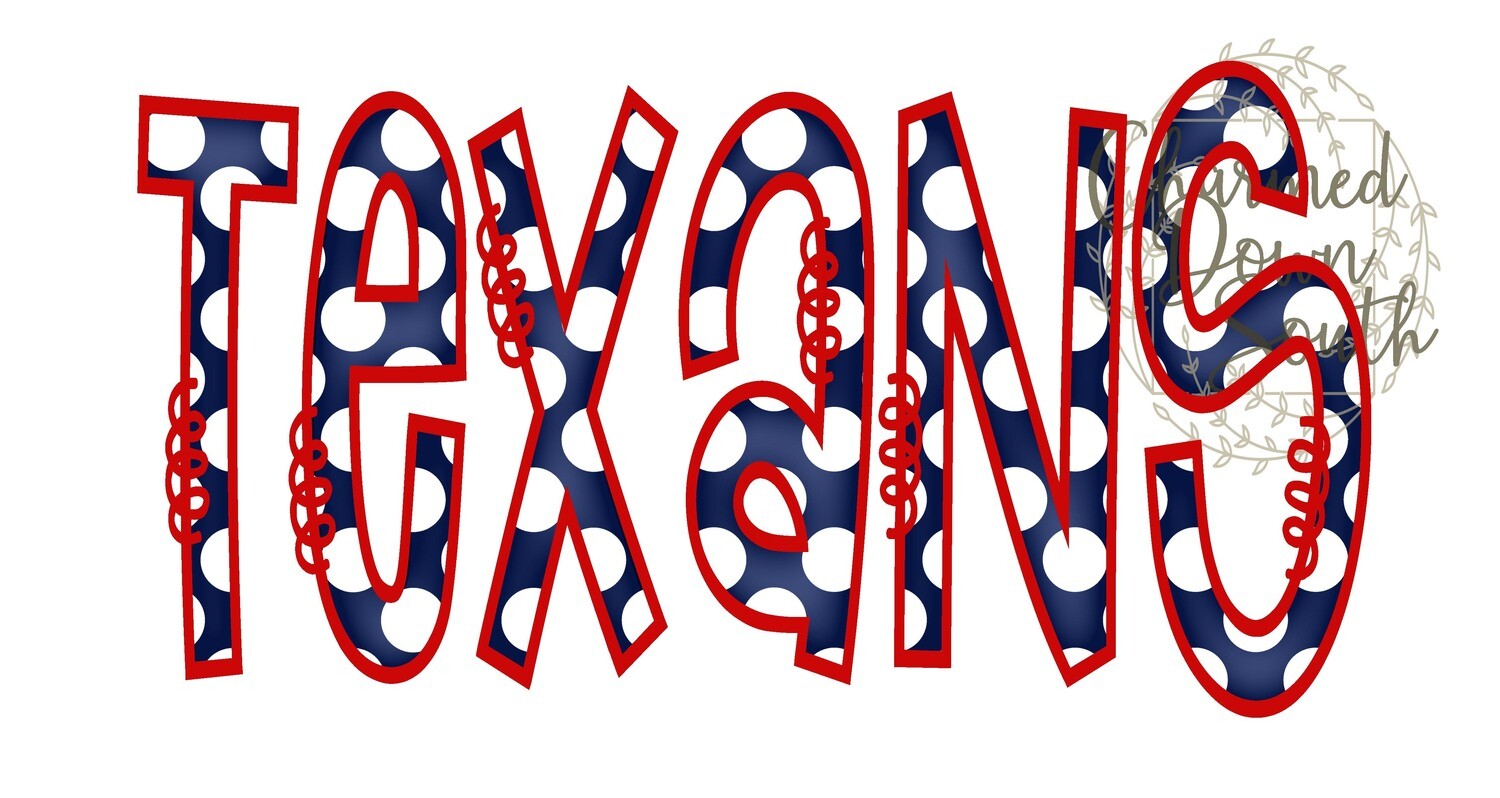 Doodle Mascot Texans Navy Red Digital Design