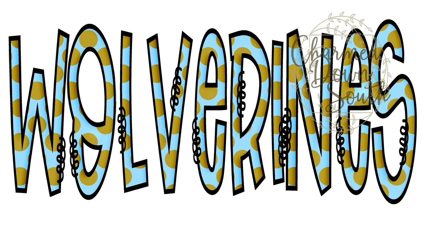 Doodle Mascot Wolverines Vegas Gold Columbia Blue Black Digital Design