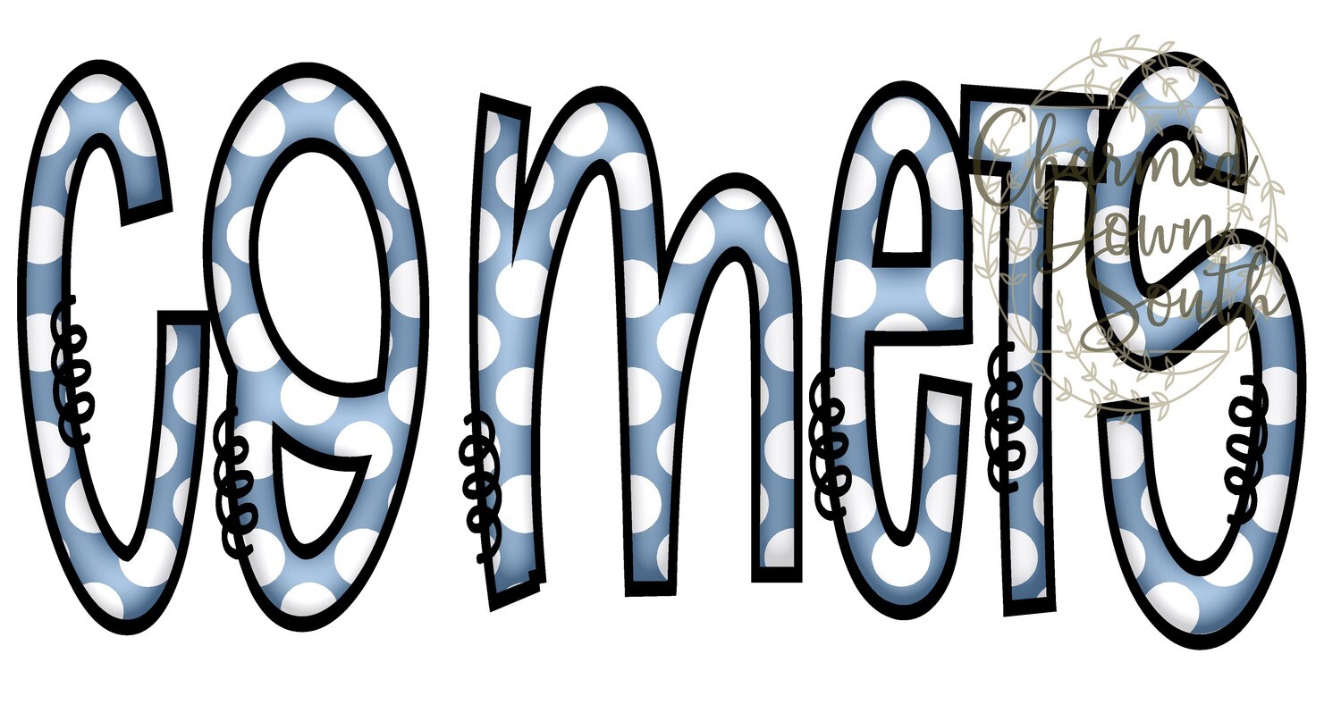 Doodle Mascot Comets Carolina Blue Black Digital Design