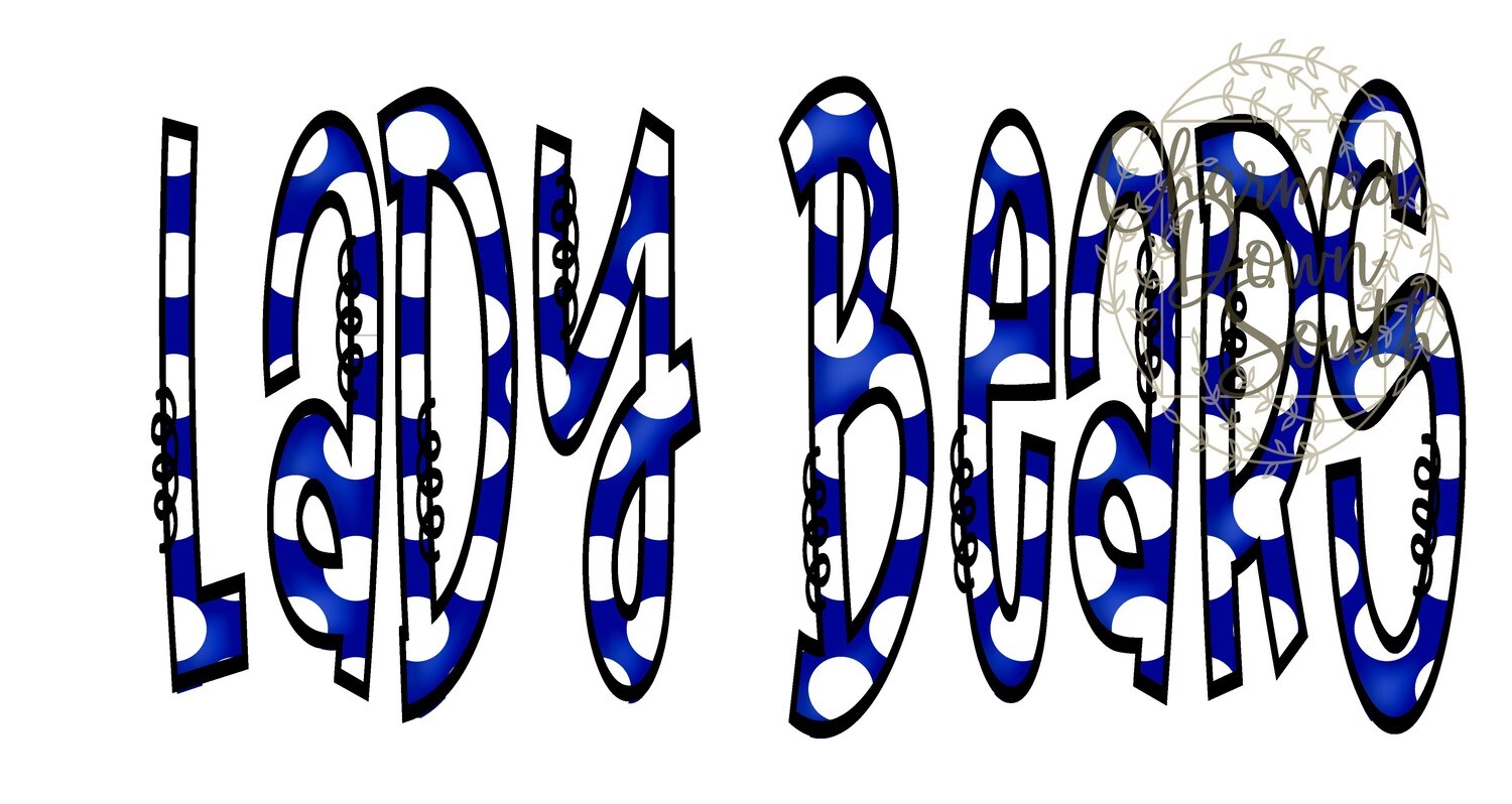 Doodle Mascot Lady Bears Royal Blue Black Digital Design