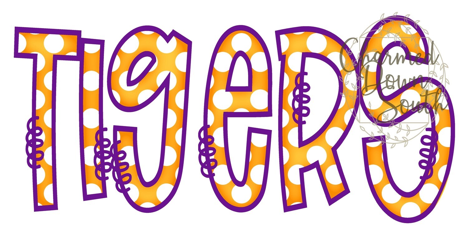 Doodle Mascot Tigers Orange Purple Digital Design