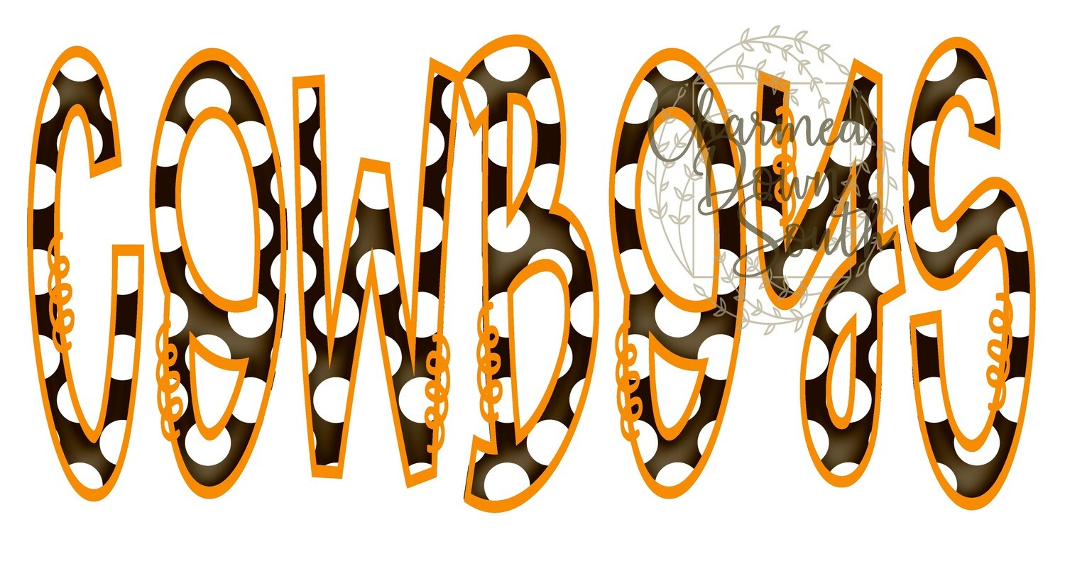 Doodle Mascot Cowboys Brown Orange Digital Design