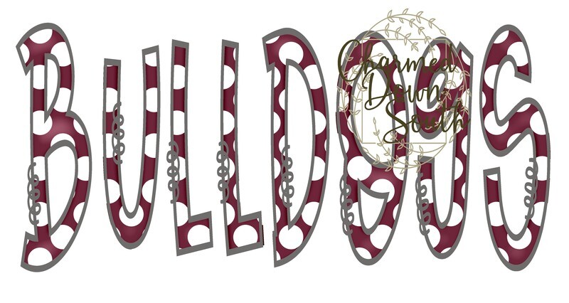 Doodle Mascot Bulldogs Maroon Grey Digital Design
