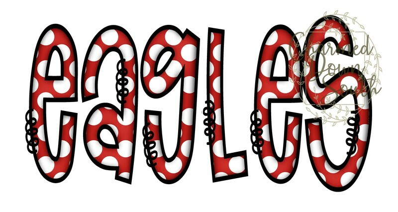 Doodle Mascot Eagles Red Black Digital Design