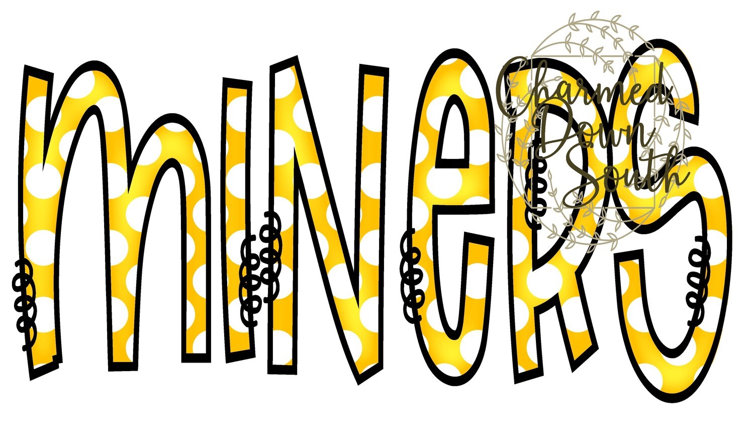Doodle Mascot Miners Athletic Gold Black Digital Design
