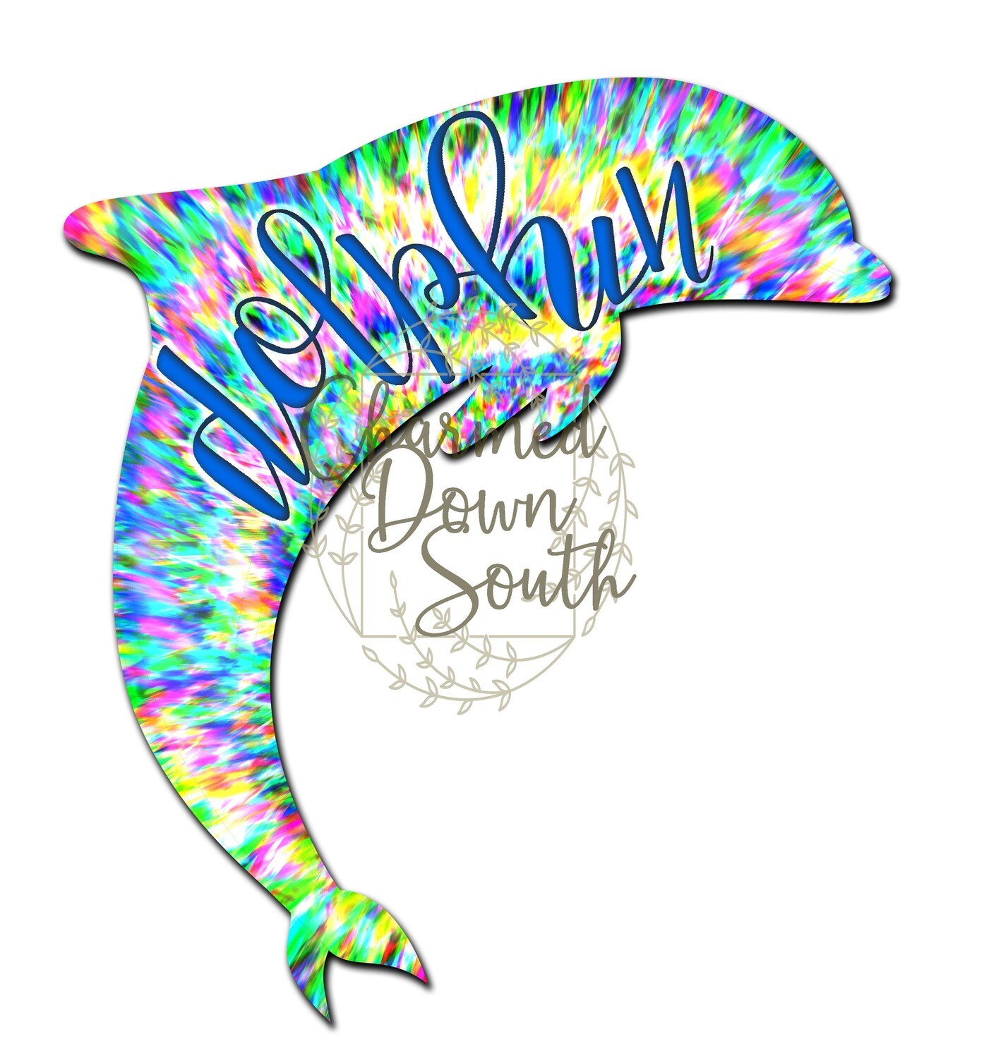 Tie Dye Dolphin with and without text Digital Design