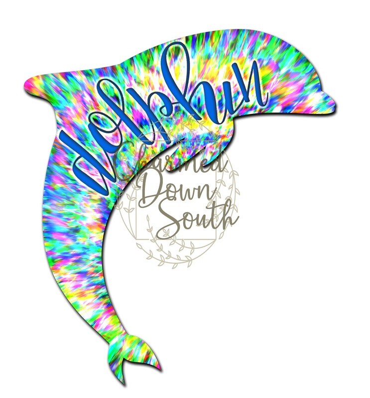 Tie Dye Dolphin with and without text Digital Design