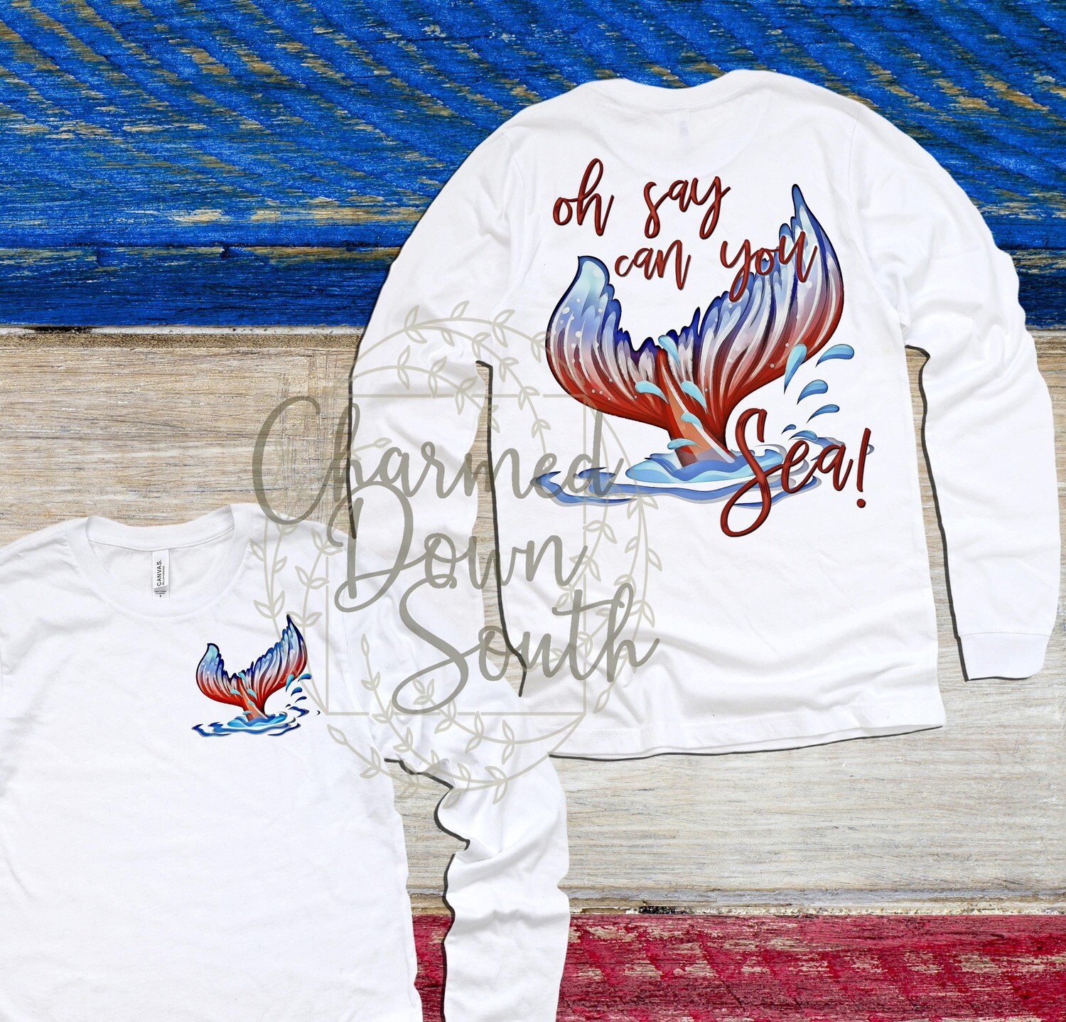 Oh say can you Sea front and back with unbranded mock up Digital Design