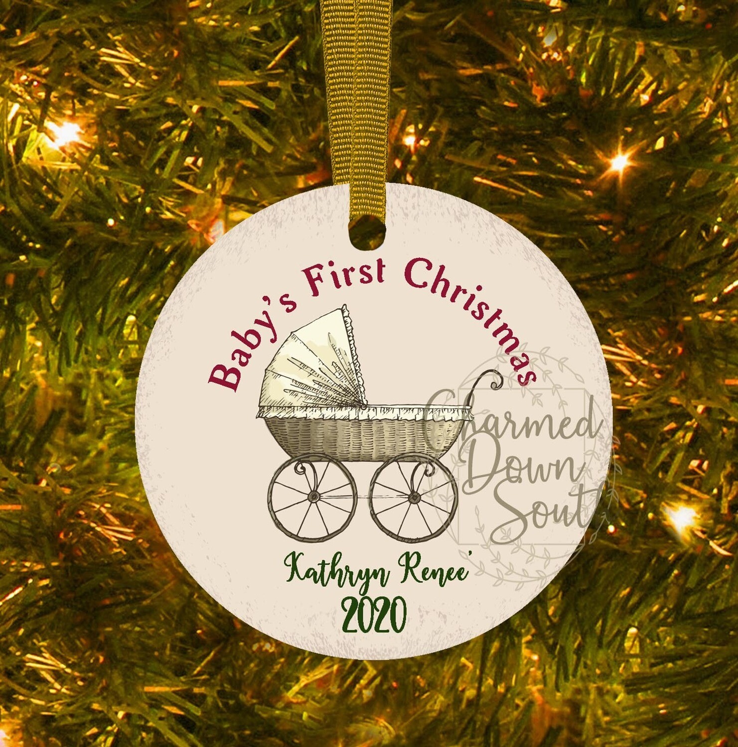 Baby&#39;s First Christmas Vintage Carriage Digital Design