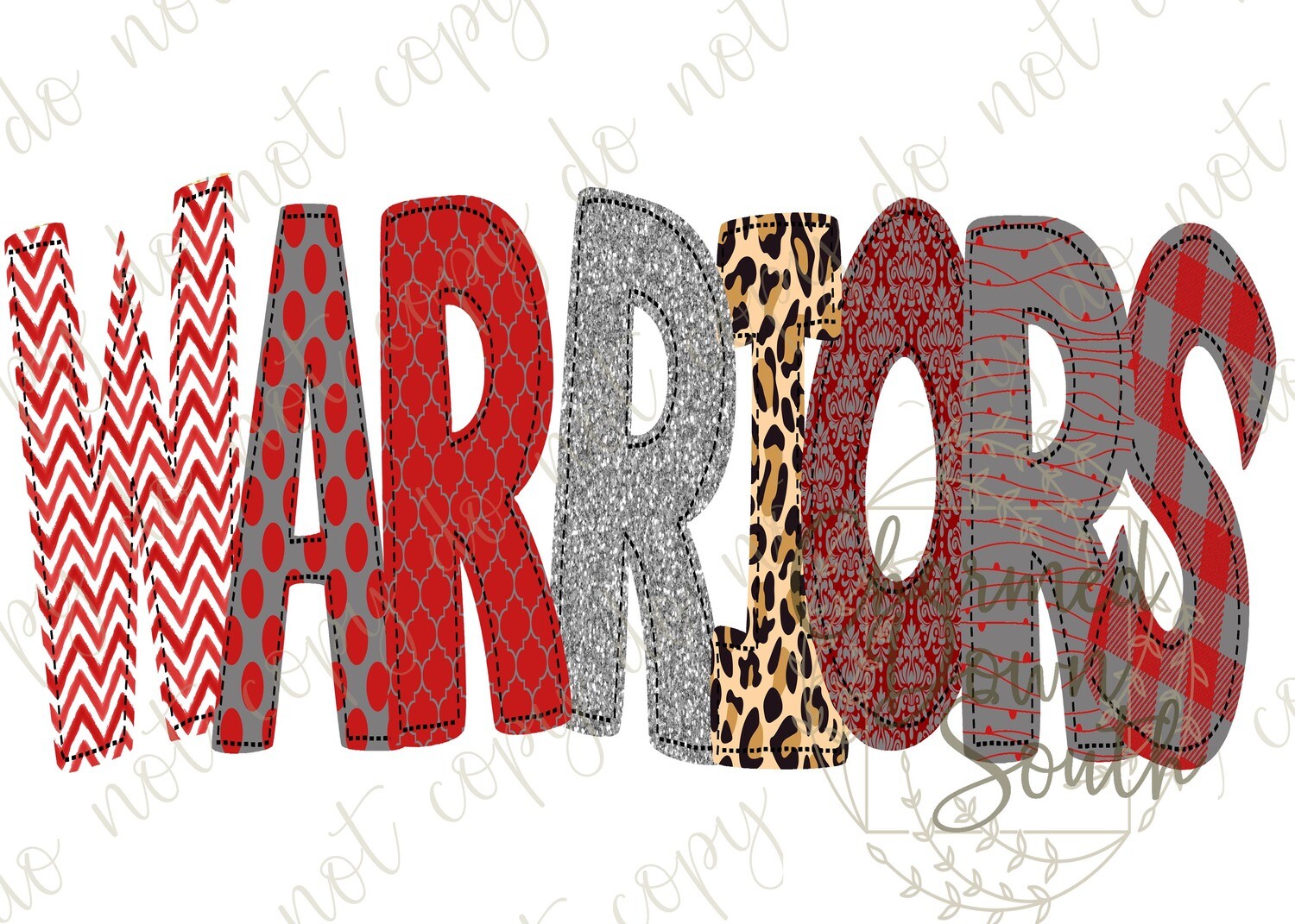 Patchwork Warriors Red Grey Digital Design