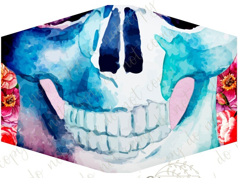 Floral Skull Face Mask Digital Design