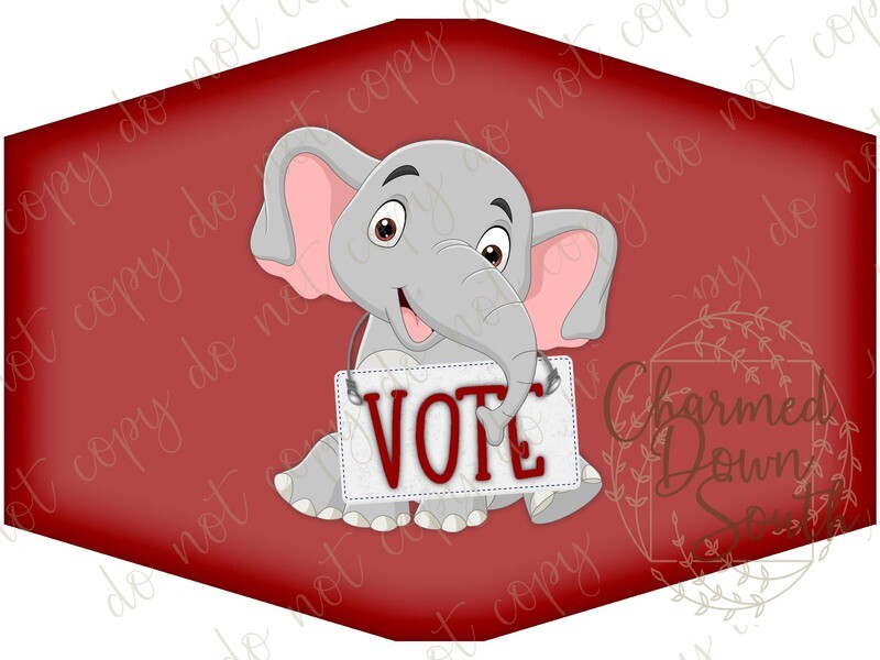 Vote Red Elephant Face Mask Digital Design