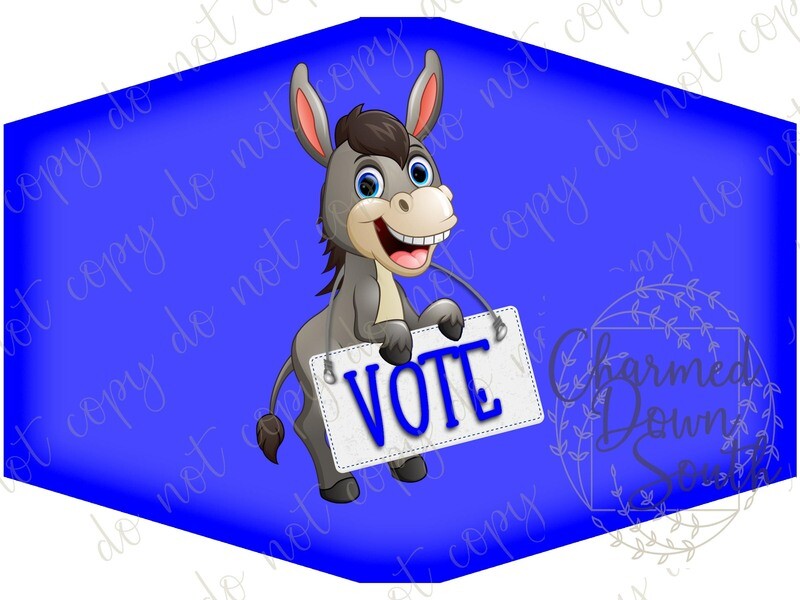 Vote Blue Donkey Face Mask Digital Design