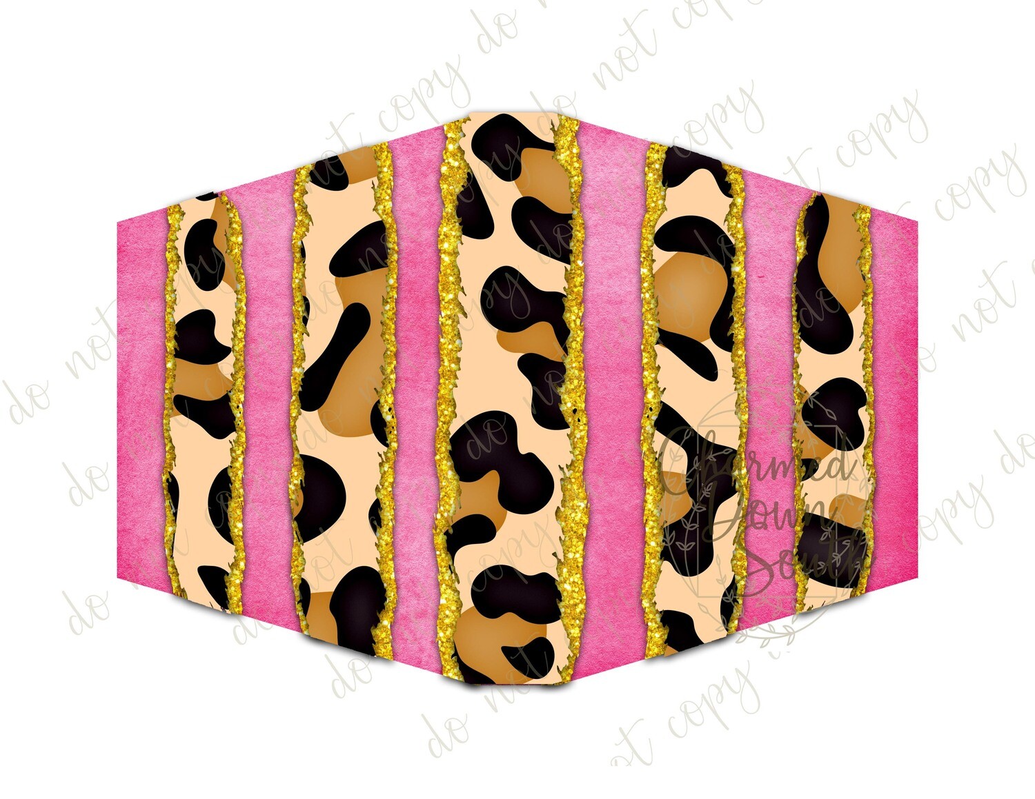 Leopard Pink Gold Glitter stripes Face Mask Digital Design