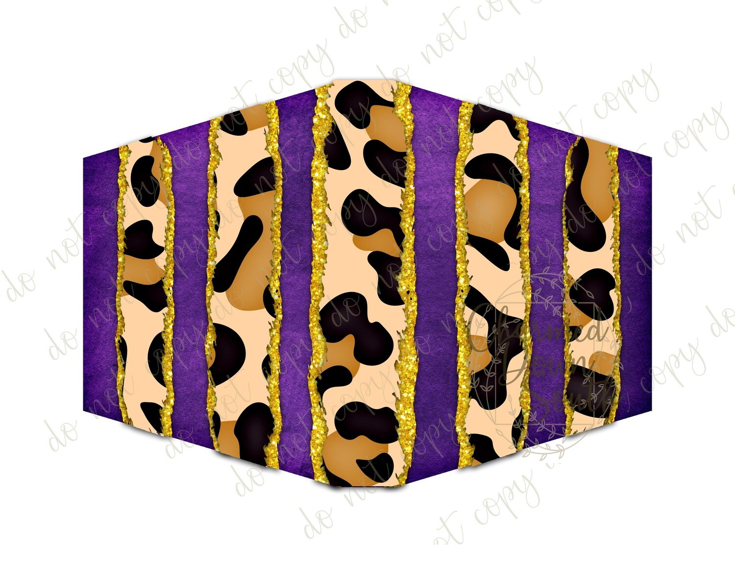 Leopard Purple Gold Glitter stripes Face Mask Digital Design