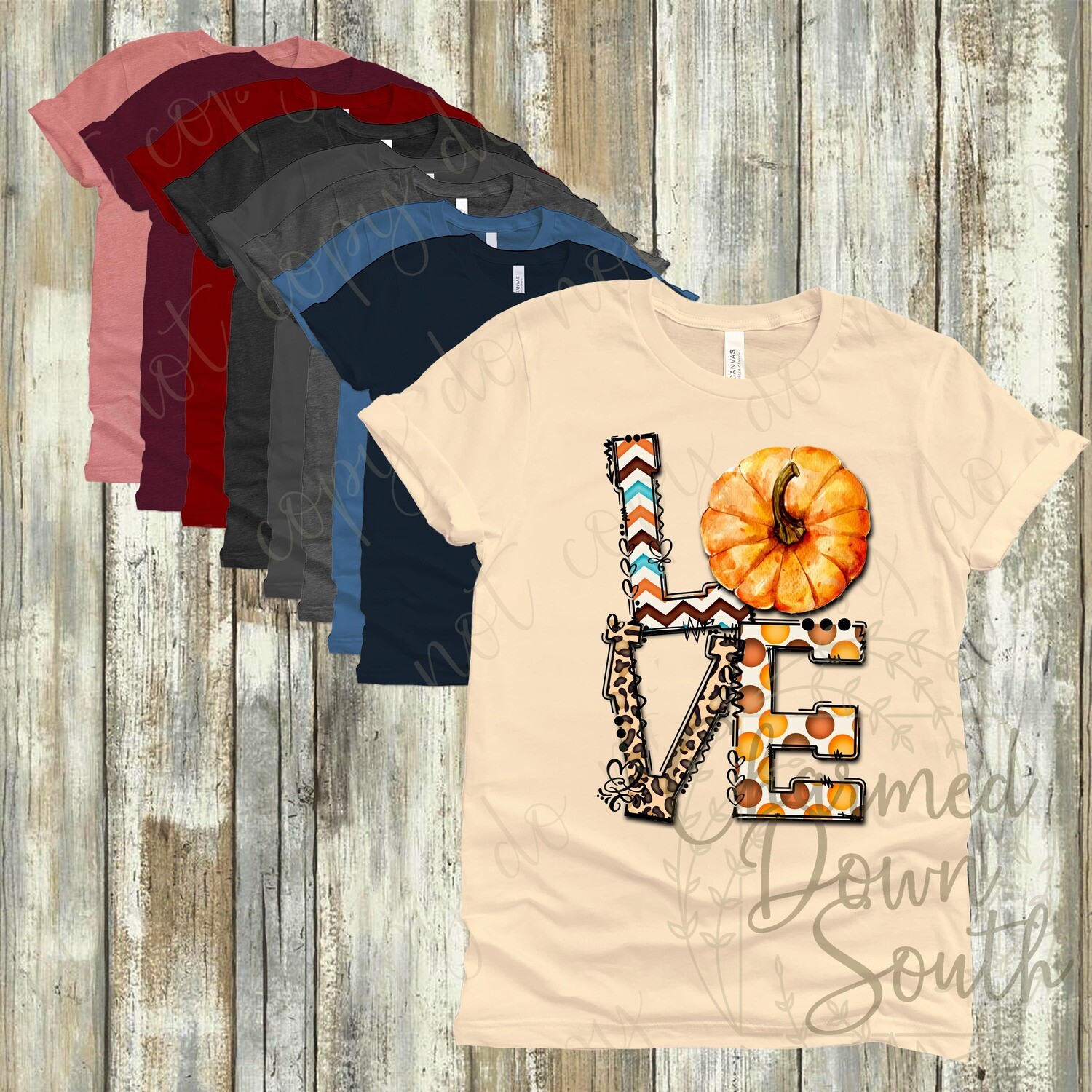 RTS Fall Stacked LOVE Adult Size plus free UNBRANDED mock up