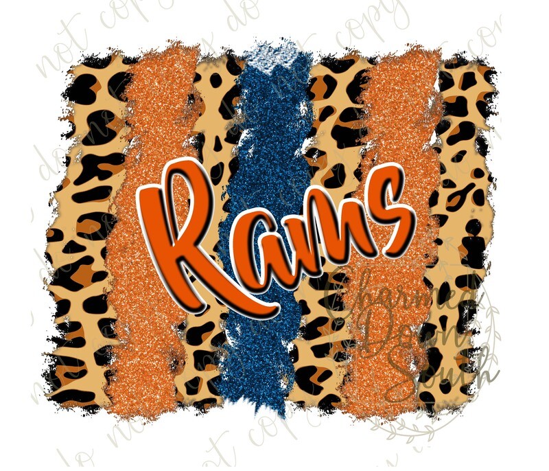 Cheetah Blue and Orange Rams Digital Design