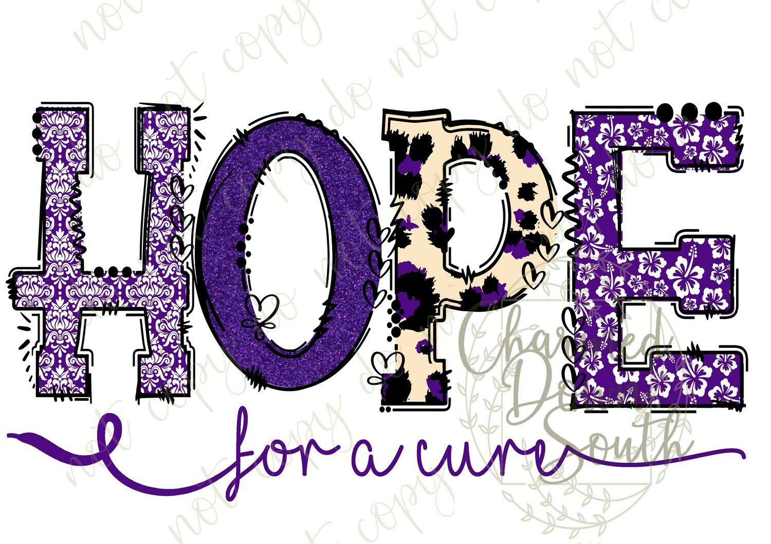 HOPE for a cure Purple Digital Design