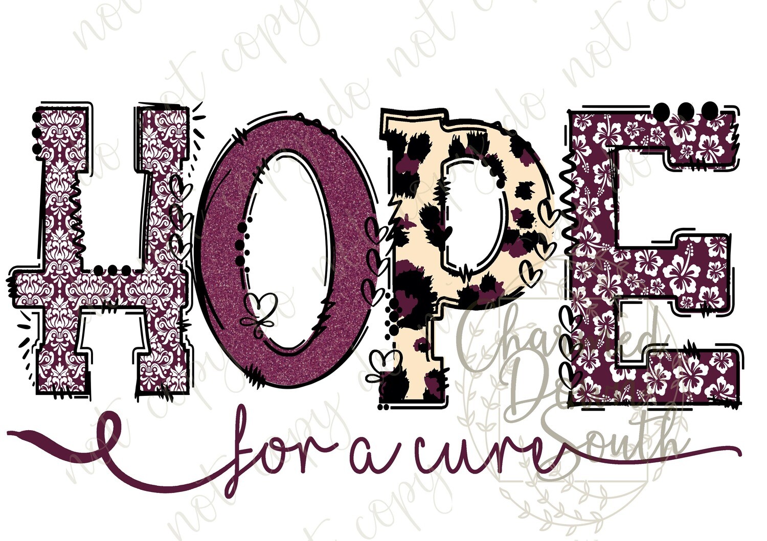 HOPE for a cure Maroon Digital Design
