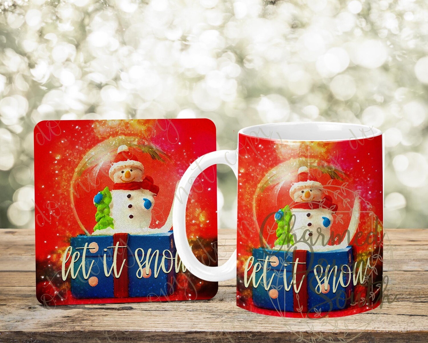 Let it Snow Mug and Coaster Digital Design