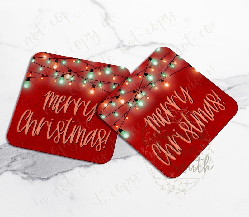 Merry Christmas Lights Coaster Digital Design