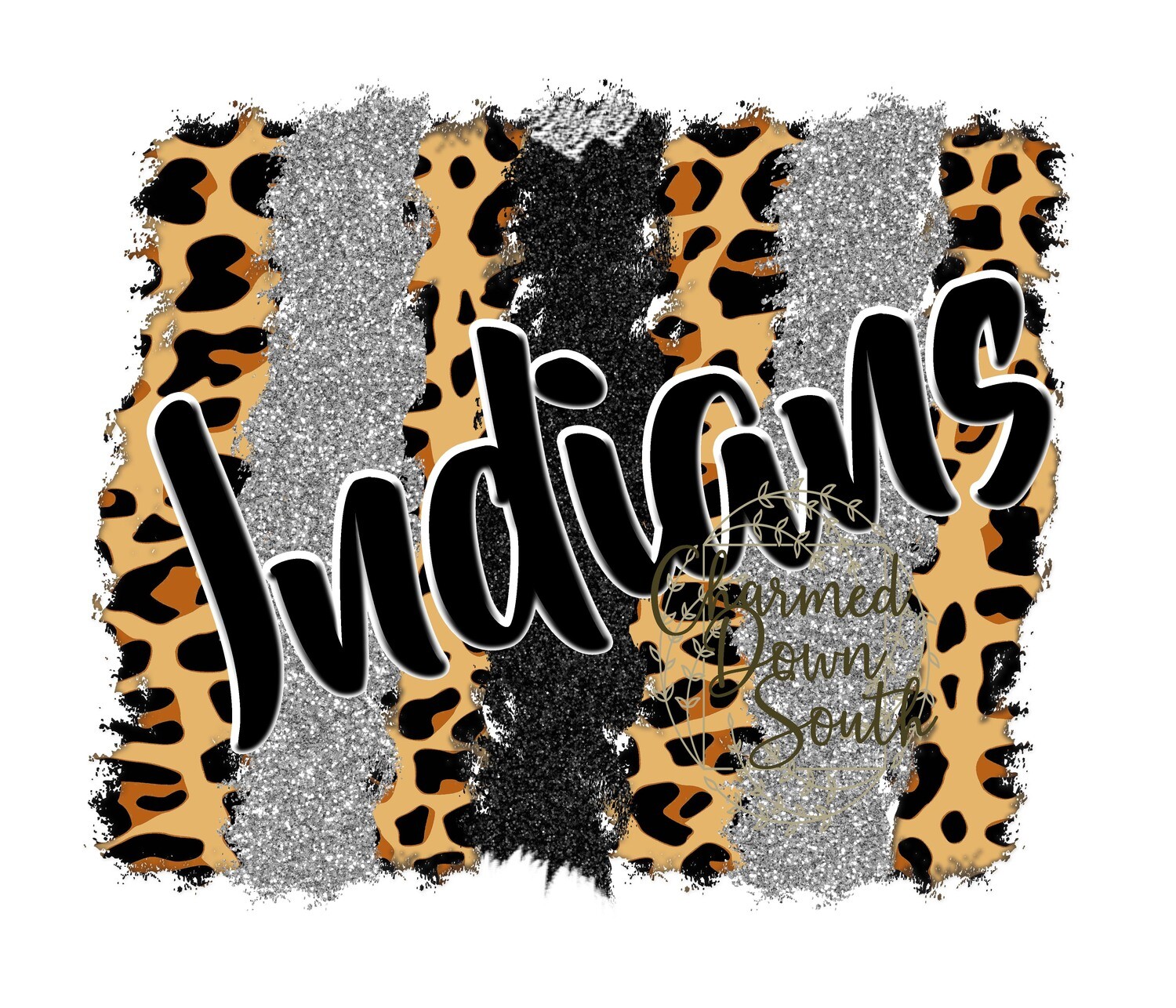 Leopard Black and Silver Glitter Indians Digital Design